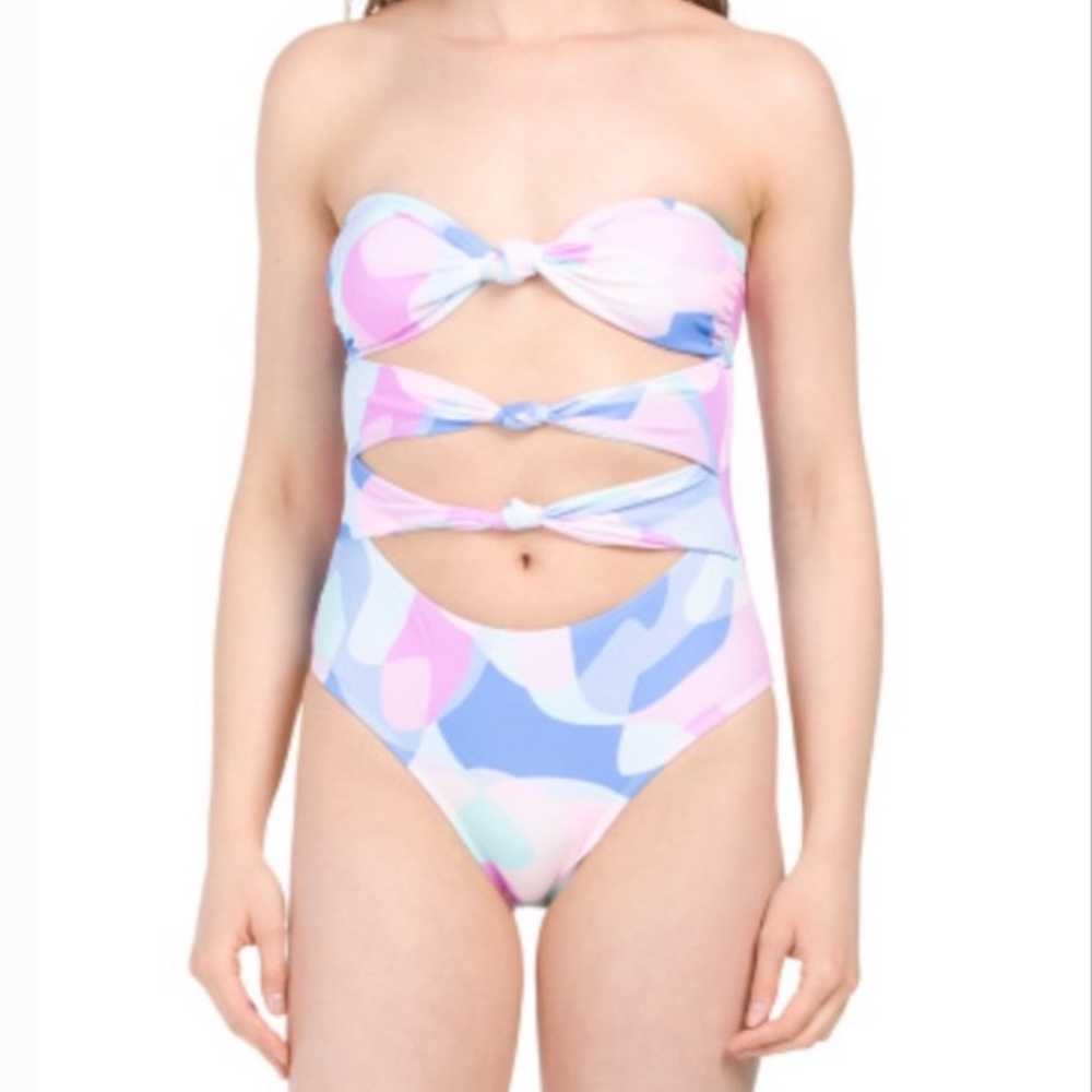 Pastel Multi-Color Cutout One Piece Swimsuit